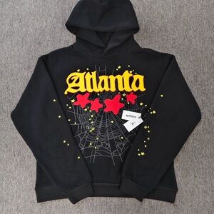 Black Crewneck Sweater with Yellow and Red Design